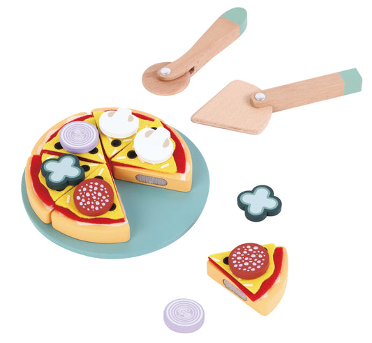 Wooden pizza play set