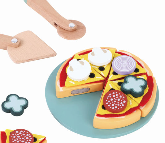 Wooden pizza play set